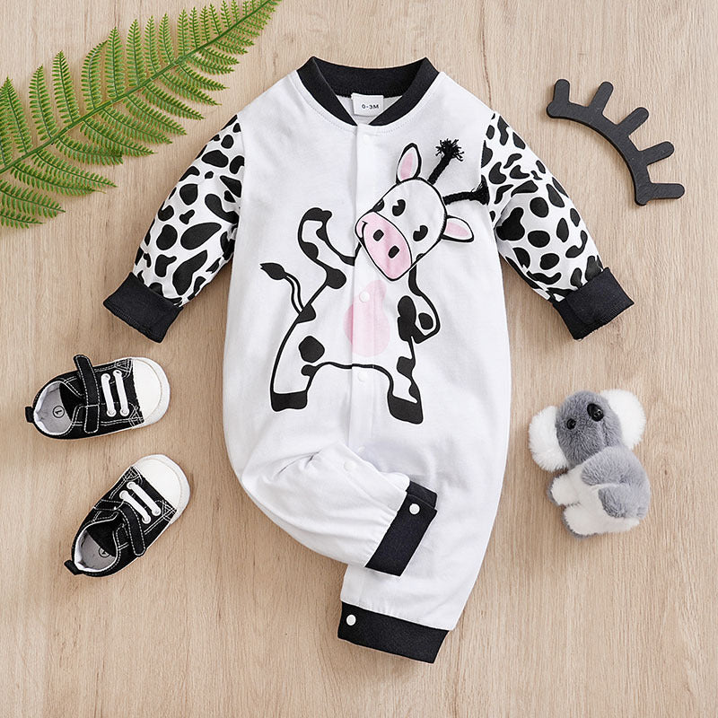 Baby Spring And Autumn One-piece Pajamas Newborn Baby Four Seasons Home Romper New Long Sleeve Inner Pullover