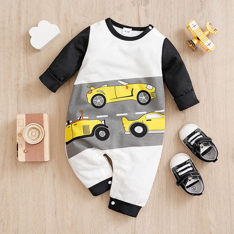 Baby Spring And Autumn One-piece Pajamas Newborn Baby Four Seasons Home Romper New Long Sleeve Inner Pullover