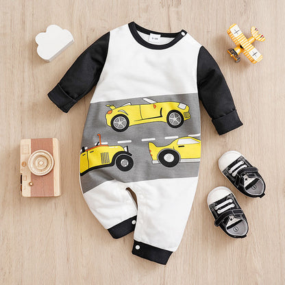 Baby Spring And Autumn One-piece Pajamas Newborn Baby Four Seasons Home Romper New Long Sleeve Inner Pullover