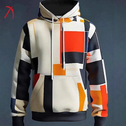 Simulated Street-style Digital-print Hooded Sweatshirt