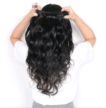 Real Jet Black Human Hair Wig Extension