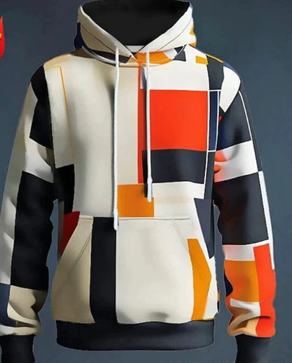 Simulated Street-style Digital-print Hooded Sweatshirt