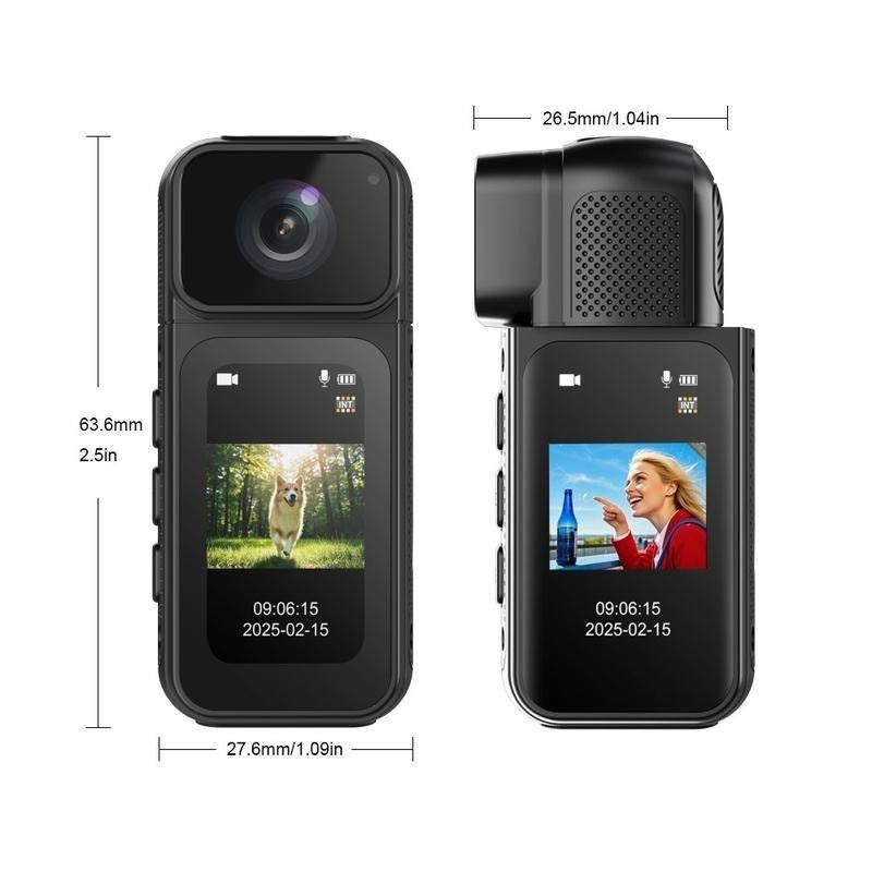 Ormos Mini Action Camera With 180 Degree Rotating Lens - 2.7K Ultra HD Thumb-Sized Camera, Magnetic Mount, WiFi APP Control, Portable Wearable Camera For Outdoor Sports & Daily Vlogging