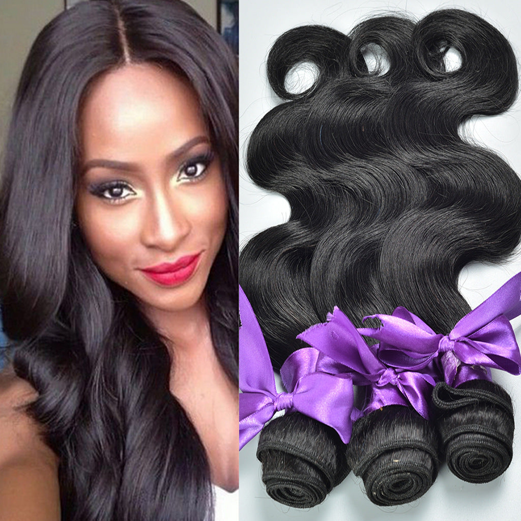 Real Jet Black Human Hair Wig Extension