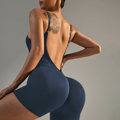 Women's Solid Color Hollow-out Beauty Back Seamless Yoga Jumpsuit