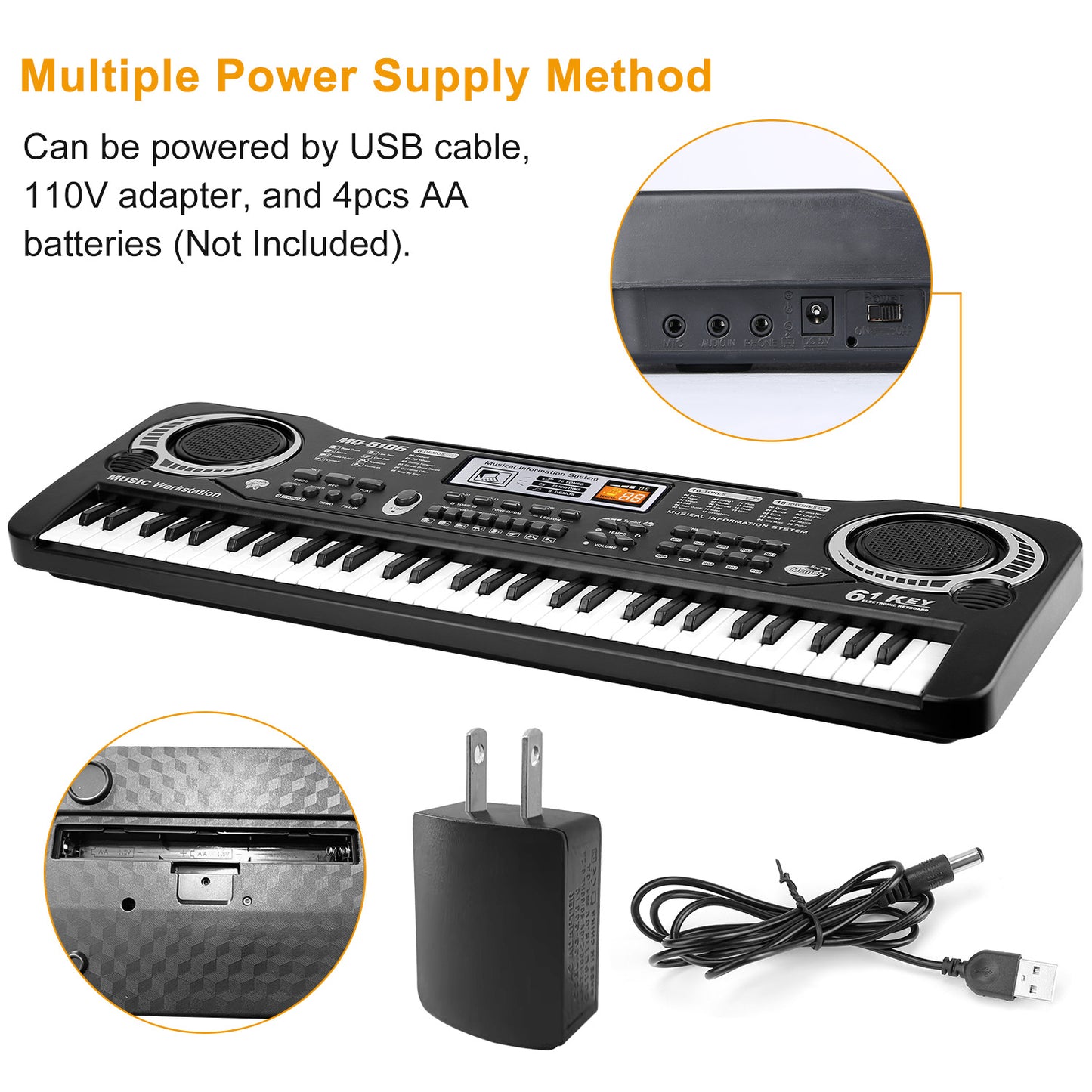 61 Keys Digital Learning Keyboard With Microphone For Beginners Kids Girls Boys Adults