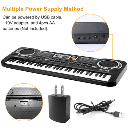 61 Keys Digital Learning Keyboard With Microphone For Beginners Kids Girls Boys Adults