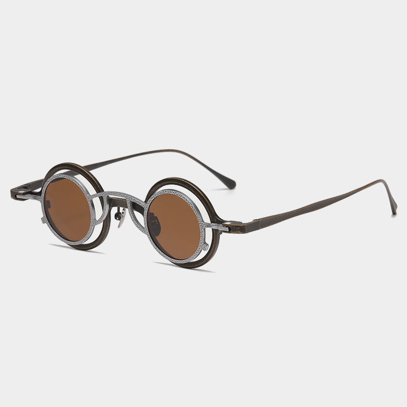 Pure Titanium Small Round-Frame Sunglasses Retro Stylish Shades