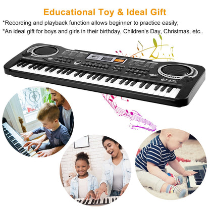 61 Keys Digital Learning Keyboard With Microphone For Beginners Kids Girls Boys Adults