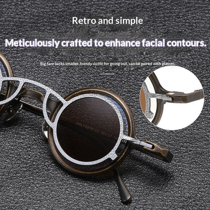 Pure Titanium Small Round-Frame Sunglasses Retro Stylish Shades