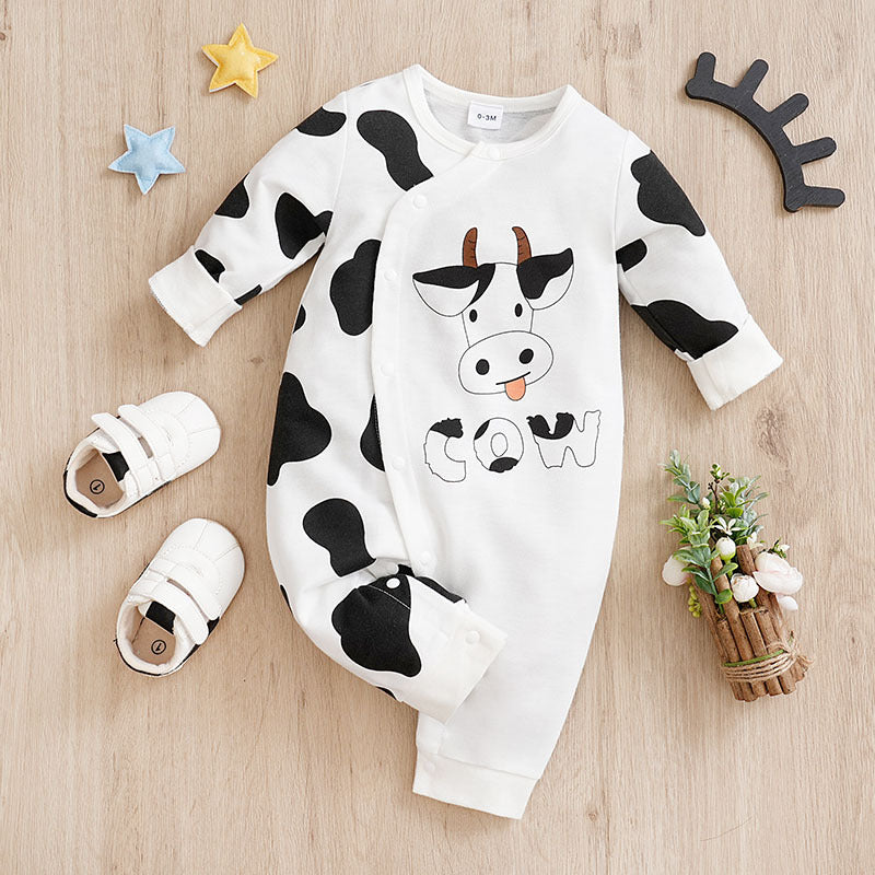 Baby Spring And Autumn One-piece Pajamas Newborn Baby Four Seasons Home Romper New Long Sleeve Inner Pullover
