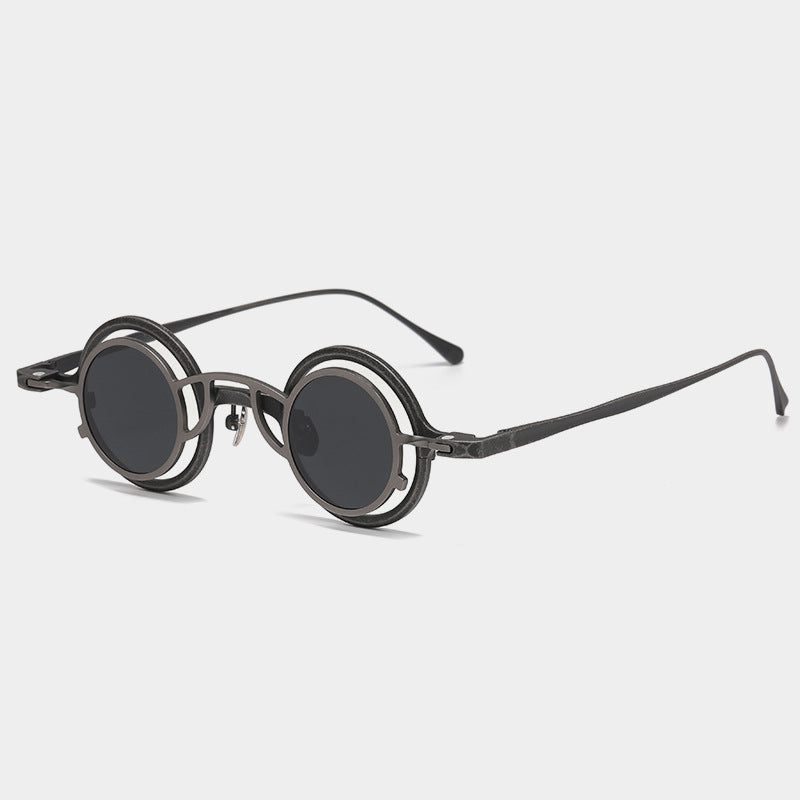 Pure Titanium Small Round-Frame Sunglasses Retro Stylish Shades