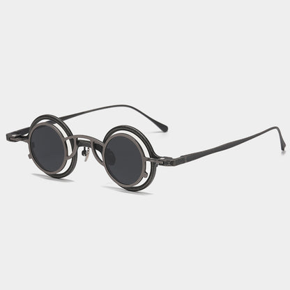 Pure Titanium Small Round-Frame Sunglasses Retro Stylish Shades