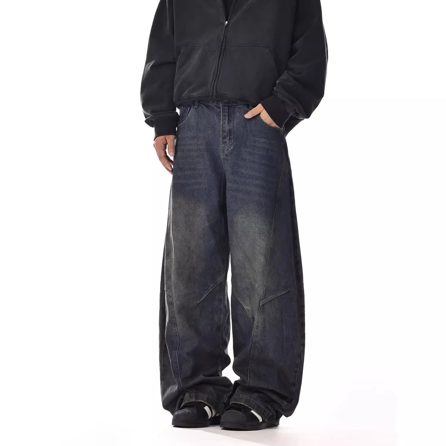 Mens American-Style Vintage Washed Bootcut Jeans