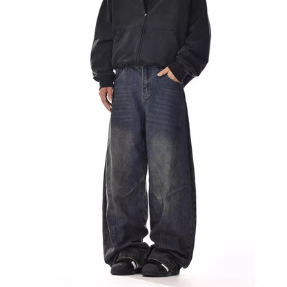 Mens American-Style Vintage Washed Bootcut Jeans