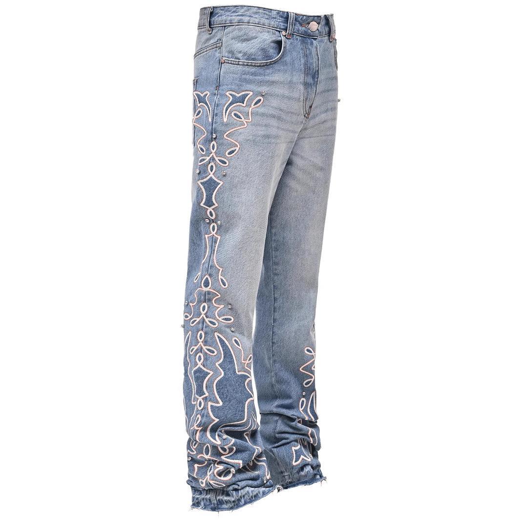 New Mens Denim Wide-leg Jeans With A Gradient Design