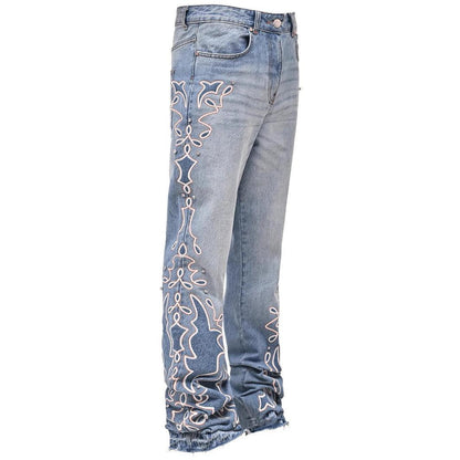 New Mens Denim Wide-leg Jeans With A Gradient Design