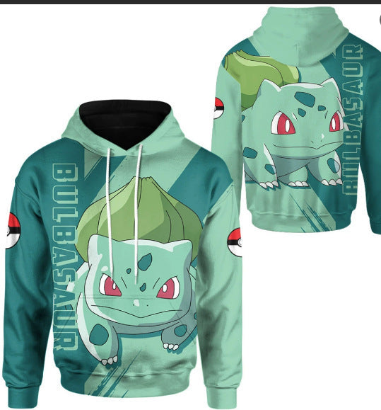 Simulated Street-style Digital-print Hooded Sweatshirt