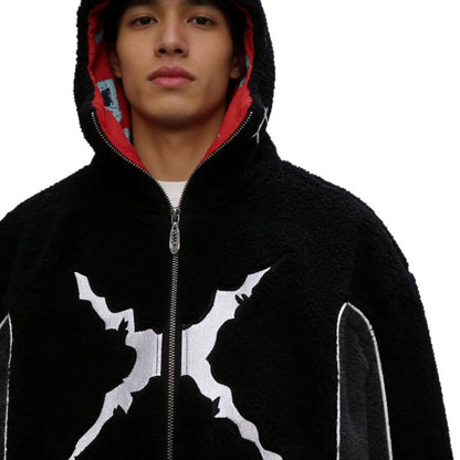 Y2K Embroidered Fleece Jacket For Men Fleece Hoodie