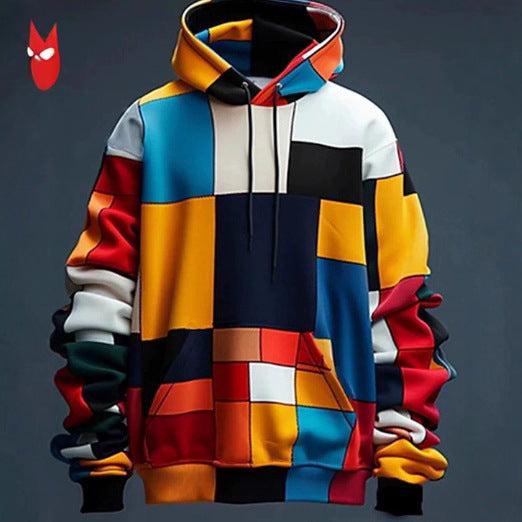 Simulated Street-style Digital-print Hooded Sweatshirt