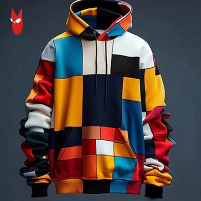 Simulated Street-style Digital-print Hooded Sweatshirt
