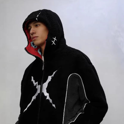 Y2K Embroidered Fleece Jacket For Men Fleece Hoodie