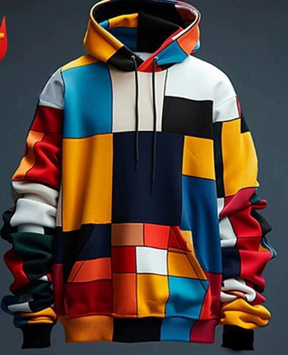 Simulated Street-style Digital-print Hooded Sweatshirt
