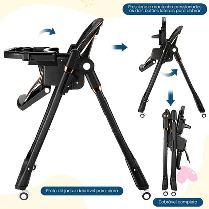 Baby Feeding Chair, Portable High Chair, Black