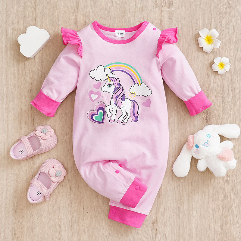 Baby Spring And Autumn One-piece Pajamas Newborn Baby Four Seasons Home Romper New Long Sleeve Inner Pullover