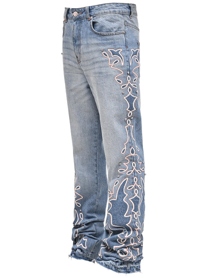 New Mens Denim Wide-leg Jeans With A Gradient Design