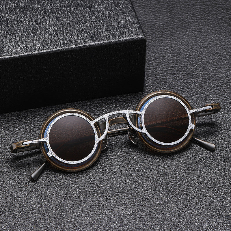 Pure Titanium Small Round-Frame Sunglasses Retro Stylish Shades