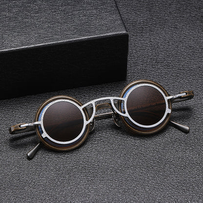 Pure Titanium Small Round-Frame Sunglasses Retro Stylish Shades