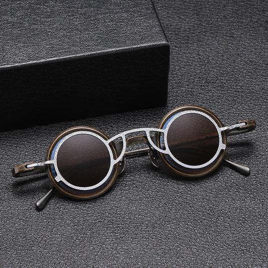 Pure Titanium Small Round-Frame Sunglasses Retro Stylish Shades