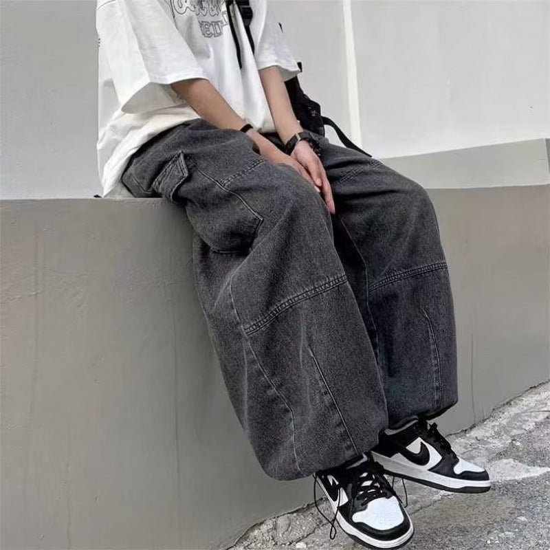 Mens Vintage Versatile Workwear Wide Leg Jeans