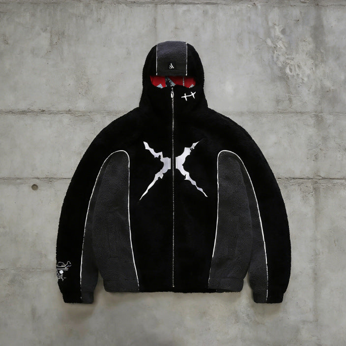 Y2K Embroidered Fleece Jacket For Men Fleece Hoodie