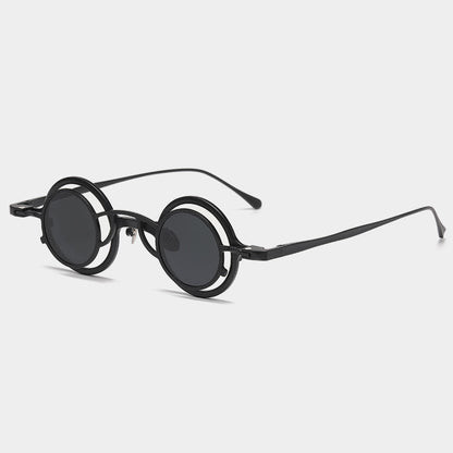 Pure Titanium Small Round-Frame Sunglasses Retro Stylish Shades