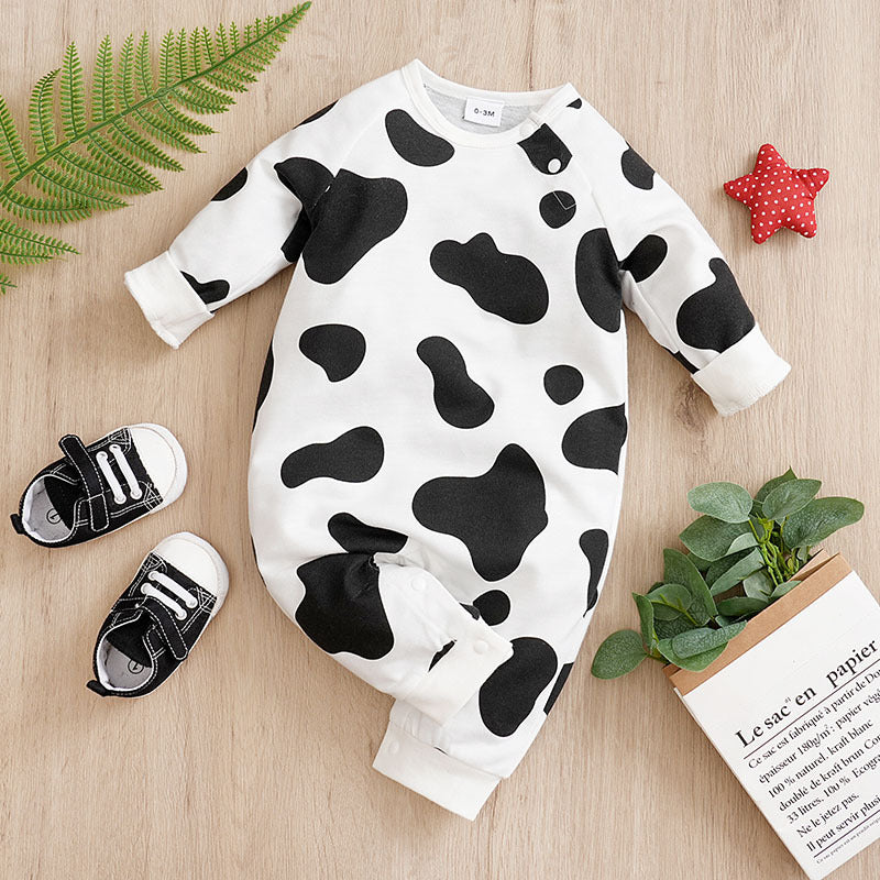 Baby Spring And Autumn One-piece Pajamas Newborn Baby Four Seasons Home Romper New Long Sleeve Inner Pullover