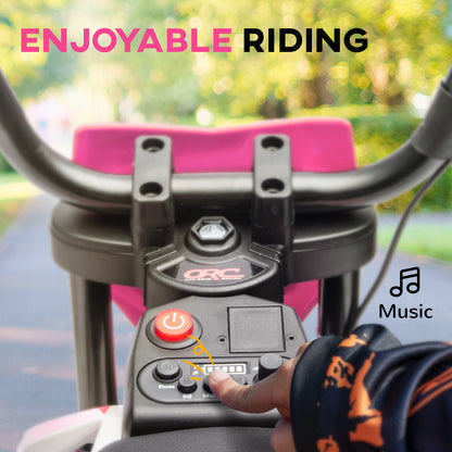 Qaba Kids Dirt Bike With Twist Grip Throttle, 12V Electric Motorcycle, Electric Bike For Toddler With Training Wheels, Rear Suspension & Music For Ages 3-6 Years, Red