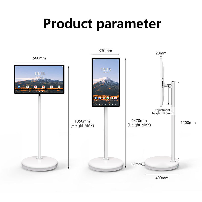 24 Inch Touch Screen 8-core CPU Android OS 128GB Rotation Monitor Built-in Battery With 13MP Camera Rollable Smart Portable TV