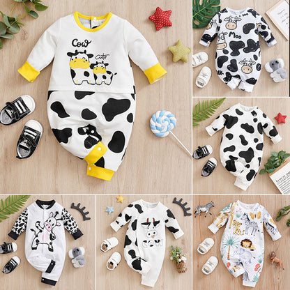 Baby Spring And Autumn One-piece Pajamas Newborn Baby Four Seasons Home Romper New Long Sleeve Inner Pullover