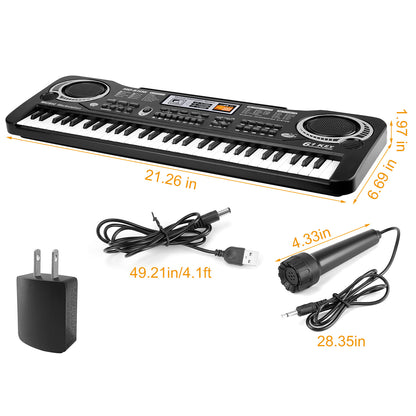 61 Keys Digital Learning Keyboard With Microphone For Beginners Kids Girls Boys Adults