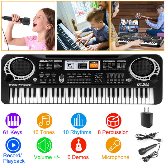 61 Keys Digital Learning Keyboard With Microphone For Beginners Kids Girls Boys Adults